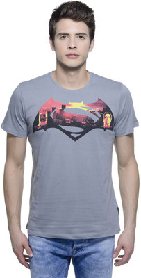 

Dawn of Justice Printed Men's Round Neck Grey T-Shirt
