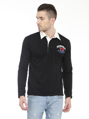 

Gritstones Solid Men's Polo Neck Black T-Shirt, Black46