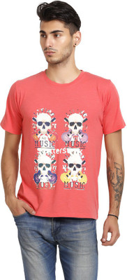 

Skatti Graphic Print Men's Round Neck Red T-Shirt