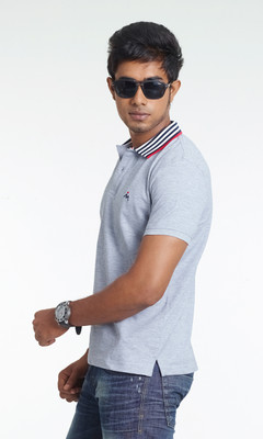 

Masculino Latino Printed Men's Polo Neck Grey T-Shirt, Grey milange