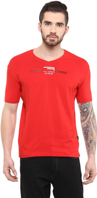 

Fritzberg Printed Men' V-neck Red T-Shirt