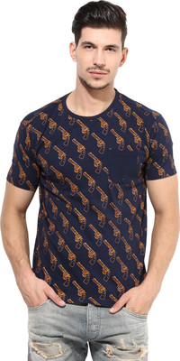 

PUNK Printed Men's Round Neck Dark Blue T-Shirt, Navy