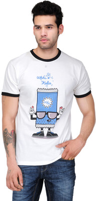 

White Kalia Graphic Print Men's Round Neck Multicolor T-Shirt, Off white