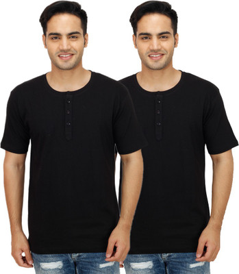 

Sanvi Traders Solid Men Henley Multicolor T-Shirt(Pack of 2