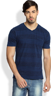 

Difference of Opinion Printed Men's V-neck Blue T-Shirt