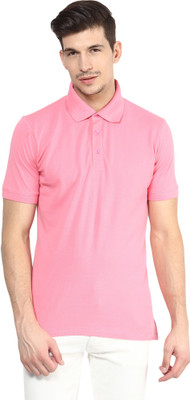

Yellow Submarine Solid Men's Polo Neck Pink T-Shirt