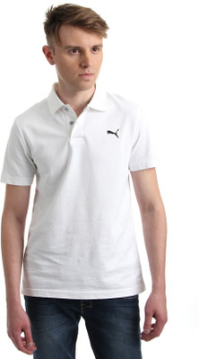 

Puma Solid Men's Polo Neck White T-Shirt