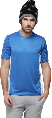 

Campus Sutra Solid Men Round Neck Blue T-Shirt