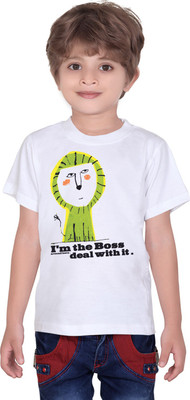 

Tantra Boys Graphic Print Cotton T Shirt(White, Pack of 1)
