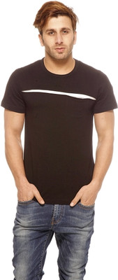 

Gritstones Solid Men's Round Neck Black T-Shirt