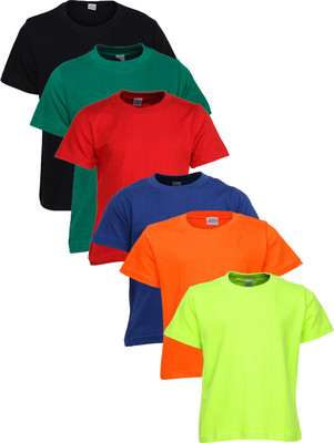 

Gkidz Boys Solid Cotton T Shirt(Multicolor, Pack of 5, Red1