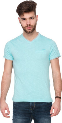 

Mufti Solid Men's V-neck Light Blue T-Shirt, Sky
