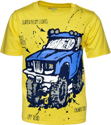 

Pepito Boys Printed Cotton T Shirt(Yellow, Pack of 1