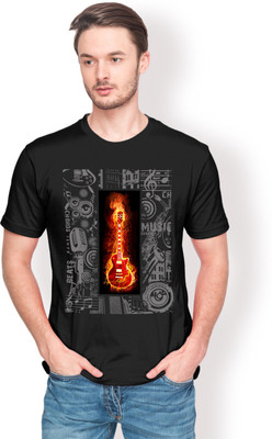 

Nikolas Graphic Print Men's Round Neck Black T-Shirt