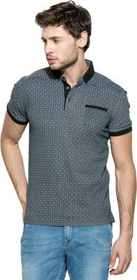 

Mufti Self Design Men's Polo Neck Dark Blue T-Shirt, Teal