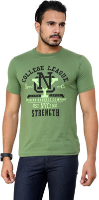 

Cotton County Premium Printed Men's Round Neck Green T-Shirt