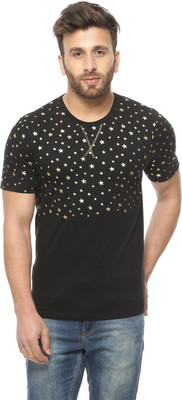 

Gritstones Printed Men' Round Neck Black T-Shirt