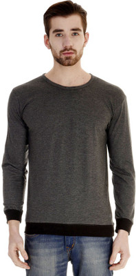 

Mi Moda Solid Men' Round Neck Grey, Black T-Shirt, Anthra