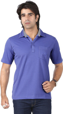 

Valeta Solid Men's Polo Neck Blue T-Shirt, Airforce blue