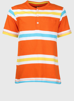 

Poppers by Pantaloons Boys Striped T Shirt(Orange, Pack of 1