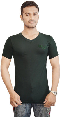 

Al-Harsha Trend Solid Men's V-neck Dark Green T-Shirt