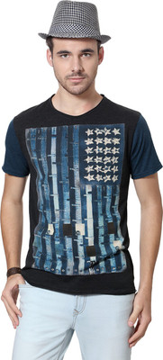 

SF Jeans by Pantaloons Solid Men's Round Neck Black T-Shirt, Charcoal melange