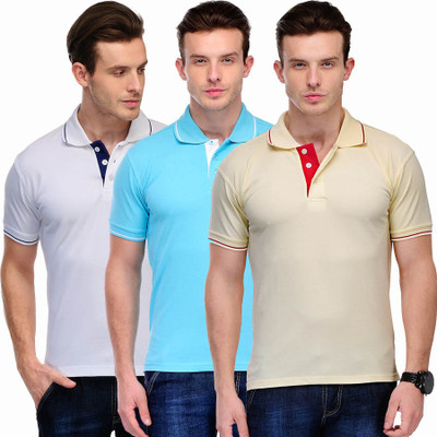 

Scott International Solid Men's Polo Neck White, Beige, Light Blue T-Shirt(Pack of 3, Beige;light blue;white