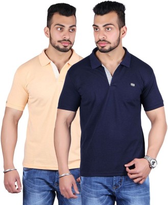 

Shineway Solid Men's Polo Neck Multicolor T-Shirt(Pack of 2, Baba;navy