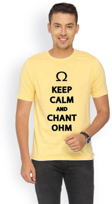 

Campus Sutra Printed Men Round Neck Yellow T-Shirt
