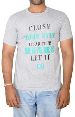 

Revinfashions Printed Men's Round Neck Grey T-Shirt, Black;grey