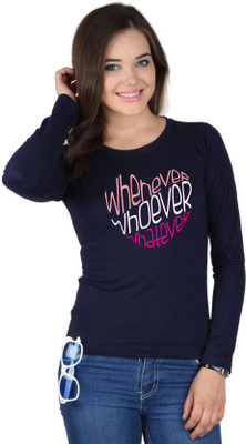 

SayItLoud Printed Women' Round Neck Blue T-Shirt, Navy
