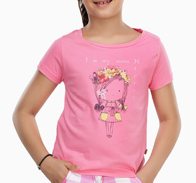 

Trmpi Girls Printed T Shirt(Pink