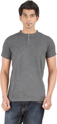 

Sunrise Solid Men's Henley Grey T-Shirt, Andhra melange
