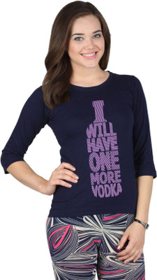 

SayItLoud Printed Women's Round Neck Blue T-Shirt, Navy blue