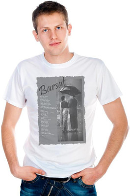 

6th Cross Graphic Print Men's Round Neck White T-Shirt