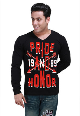 

Inkovy Graphic Print Men's V-neck Black T-Shirt