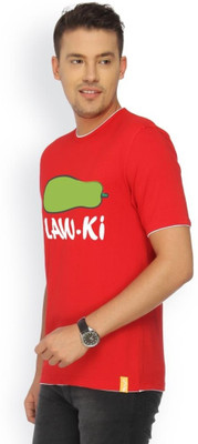 

Campus Sutra Printed Men Round Neck Red T-Shirt