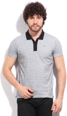 

Lee Printed Men' Polo Neck White, Black T-Shirt