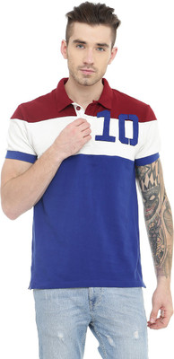 

Gritstones Printed Men's Polo Neck Blue T-Shirt, Blue9