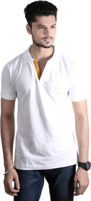 

Spur Self Design Men's Polo Neck White T-Shirt