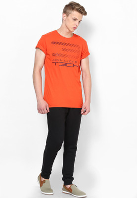 

Jack & Jones Graphic Print Men's Round Neck Orange T-Shirt, Fiesta