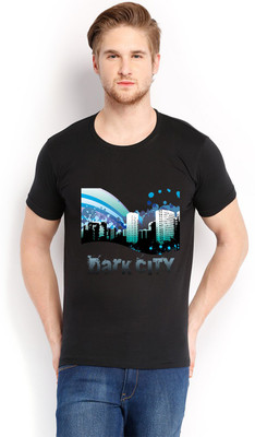 

Trendster Printed Men' Round Neck Black T-Shirt