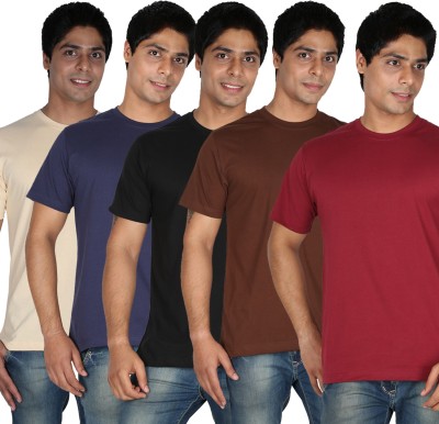 

Trendster Solid Men' Round Neck Multicolor T-Shirt(Pack of 4