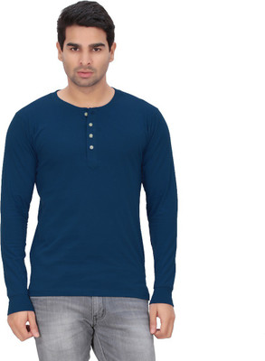 

DNA Solid Men's Henley Dark Blue T-Shirt, Navy