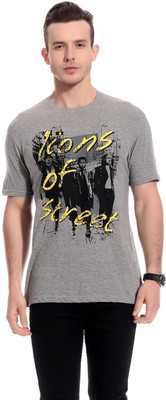 

TAB91 Printed Men's Round Neck Grey T-Shirt