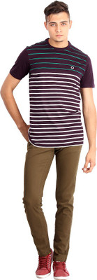 

Proline Striped Men's Round Neck Purple T-Shirt, Dp/wh