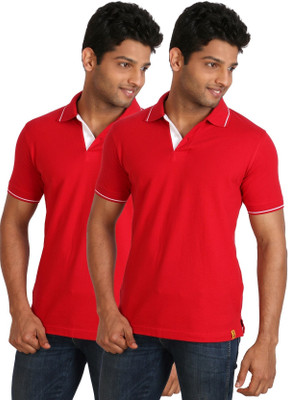 

Campus Sutra Solid Men Polo Neck Red T-Shirt(Pack of 2, Red:red