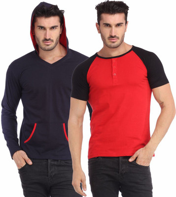 

Leana Striped Men's Henley Multicolor T-Shirt(Pack of 2