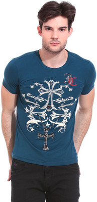 

Saiints Printed Men's Round Neck Blue T-Shirt