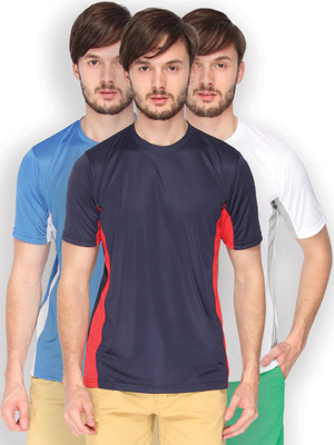 

Campus Sutra Solid Men Round Neck Blue, Red, Blue, White, White, Grey T-Shirt(Pack of 3), Blue;grey;red;white
